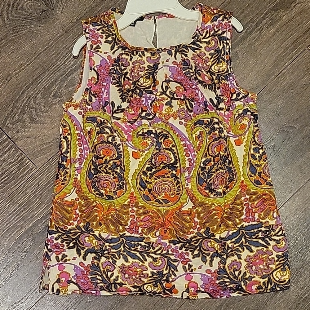 ❤️ TALBOTS COTTON PAISLEY PRINT SHELL TOP, 4
